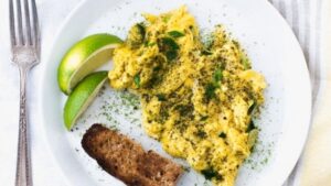 Scrambled Eggs with Matcha and Lime