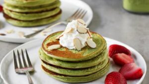 Matcha tea green pancakes